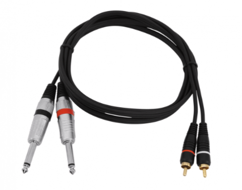 Laidas 2x6.35mm mono - 2xRCA 1.5m Omnitronic 